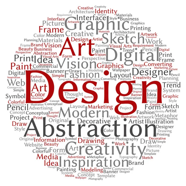 Концепция или концептуальная креативность Искусство графический дизайн круг слово облако на заднем плане — стоковое фото