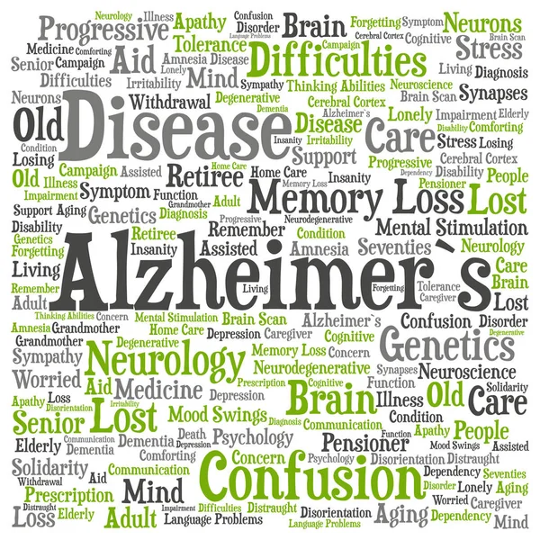 Alzheimer sintomas de doença nuvem de palavras — Fotografia de Stock