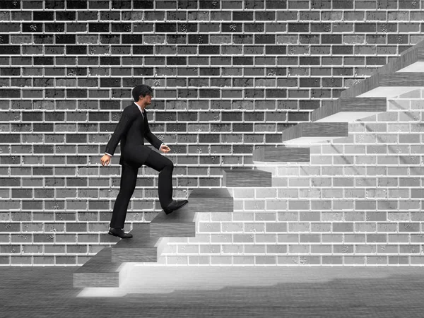 businessman climbing on stairs