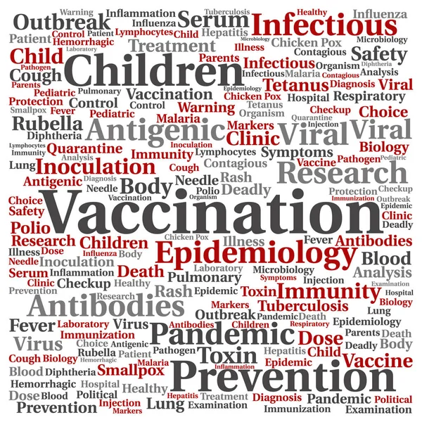 어린이 예방 접종 추상적인 단어 구름 — 스톡 사진