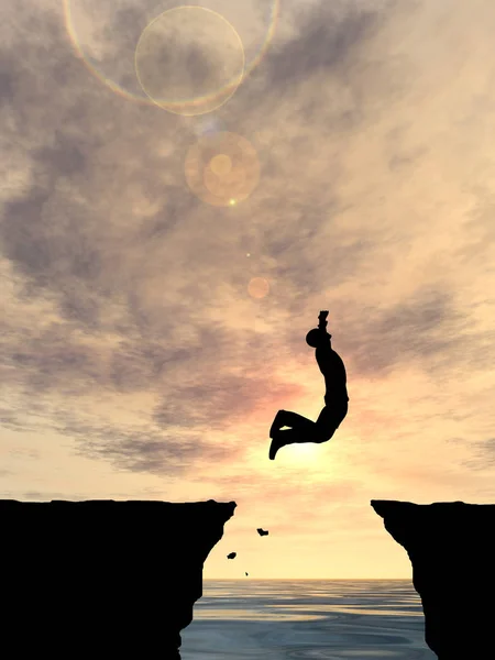 ビジネスマンのシルエットをジャンプ — ストック写真