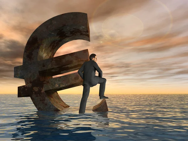 Euro symbol and businessman — Stock Photo, Image