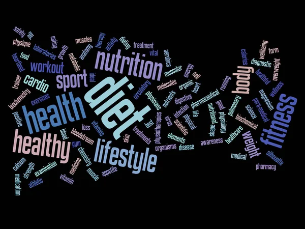 Nutrição saúde abstrato palavra nuvem — Fotografia de Stock