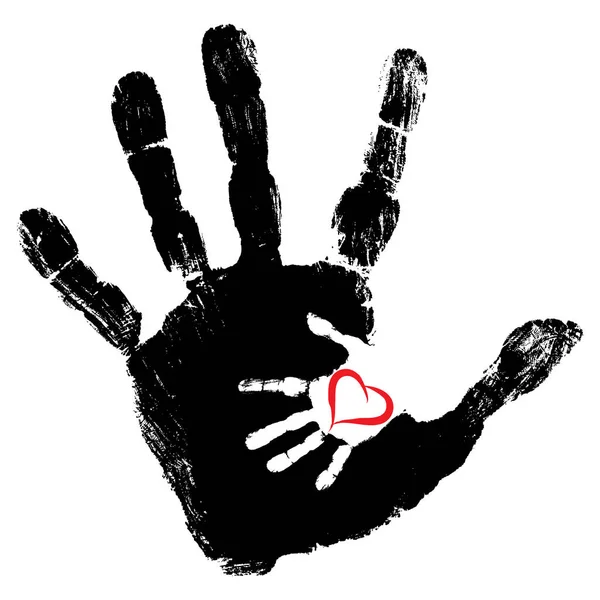 Pintado em símbolo coração handprint — Fotografia de Stock
