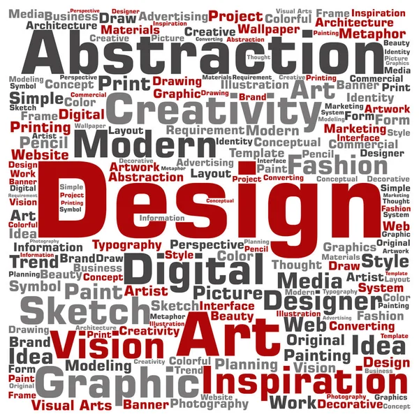 Criatividade conceitual ou conceitual design gráfico de arte nuvem de palavras quadradas isolada em segundo plano — Fotografia de Stock