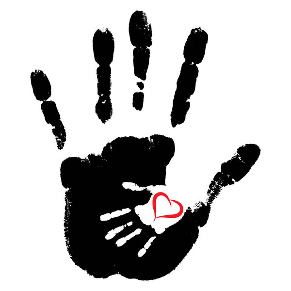 painted on handprint heart symbol 