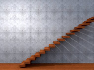 stairsteps duvarının yakınında 3D çizimi