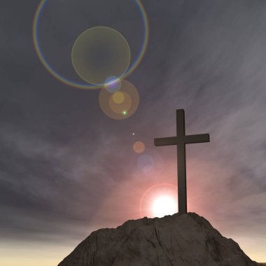 kaya üzerinde Hıristiyan çapraz duran