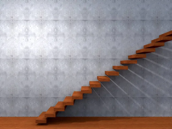 Ilustración 3D de escaleras cerca de la pared — Foto de Stock