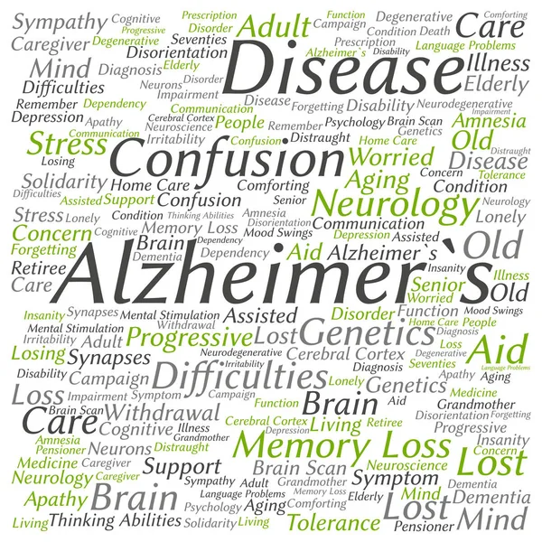 Enfermedad de Alzheimer síntomas palabra nube — Foto de Stock