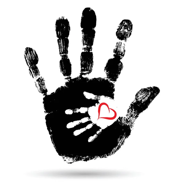 Βαμμένο στο σύμβολο καρδιά handprint — Φωτογραφία Αρχείου