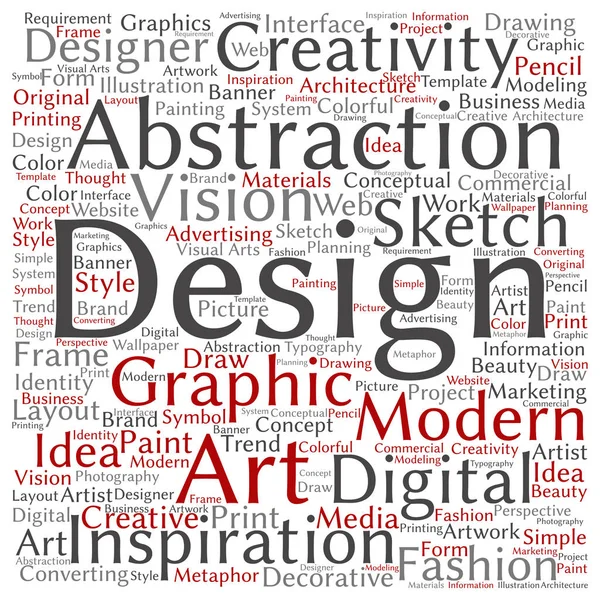 Концепція або концептуальна креативність мистецтво графічний дизайн квадратної хмари слова ізольовані на фоні — стокове фото
