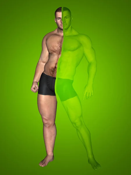 Güçlü insan vücudu gösteren resim — Stok fotoğraf