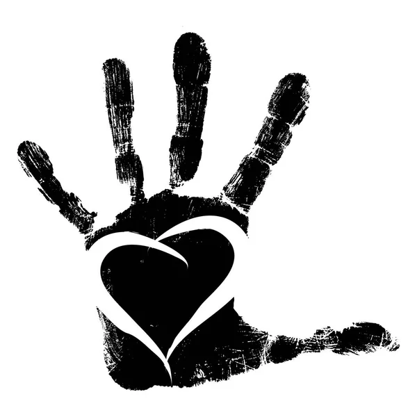 Painted on handprint heart symbol — Stock Photo, Image