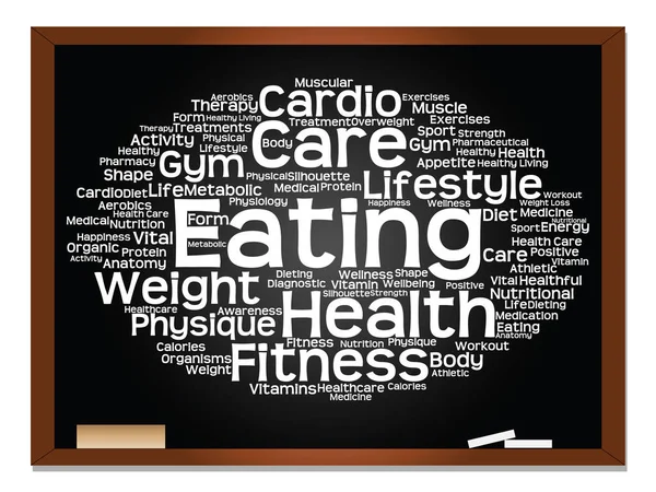 Saúde, nutrição e esporte nuvem de palavras — Fotografia de Stock