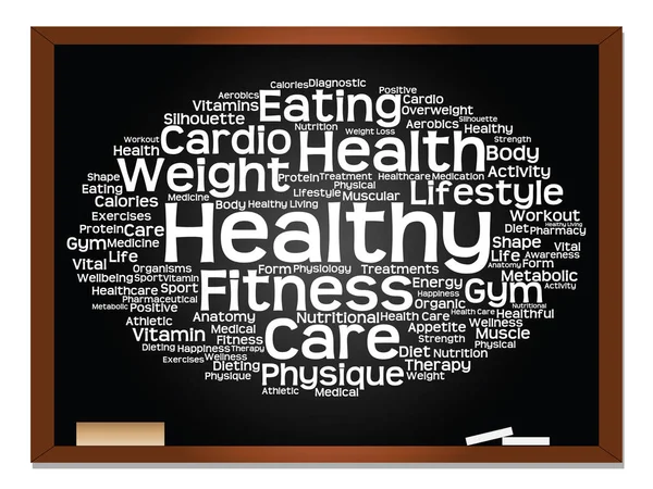 Hälsa, kost och idrott word cloud — Stockfoto