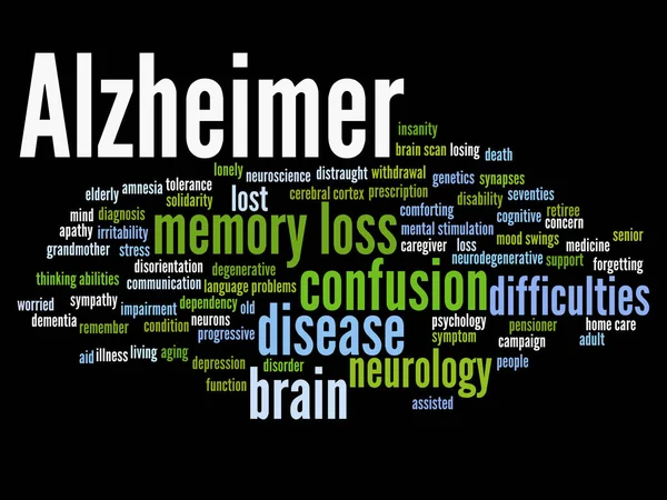 Alzheimer sintomas de doença nuvem de palavras — Fotografia de Stock