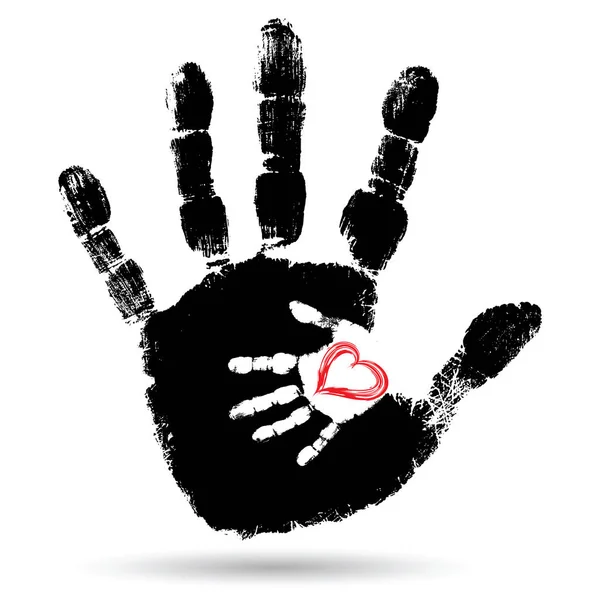 Geschilderd op handafdruk hartsymbool — Stockfoto