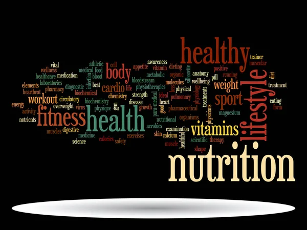 Dieta saudável ou esporte nuvem de palavras — Fotografia de Stock