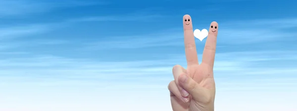 Two fingers with red heart — Stock Photo, Image