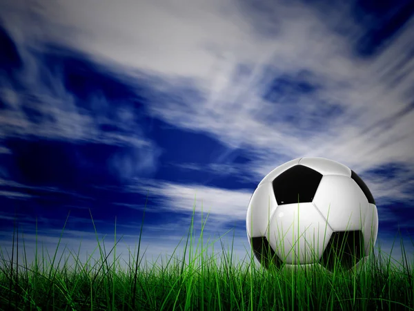 Ballon de football sur herbe verte — Photo