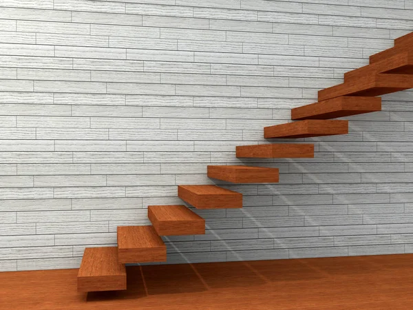 Ilustración 3D de escaleras cerca de la pared — Foto de Stock