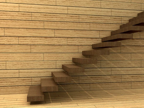 3D illustratie van stairsteps in de buurt van de muur — Stockfoto