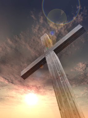 kaya üzerinde Hıristiyan çapraz duran