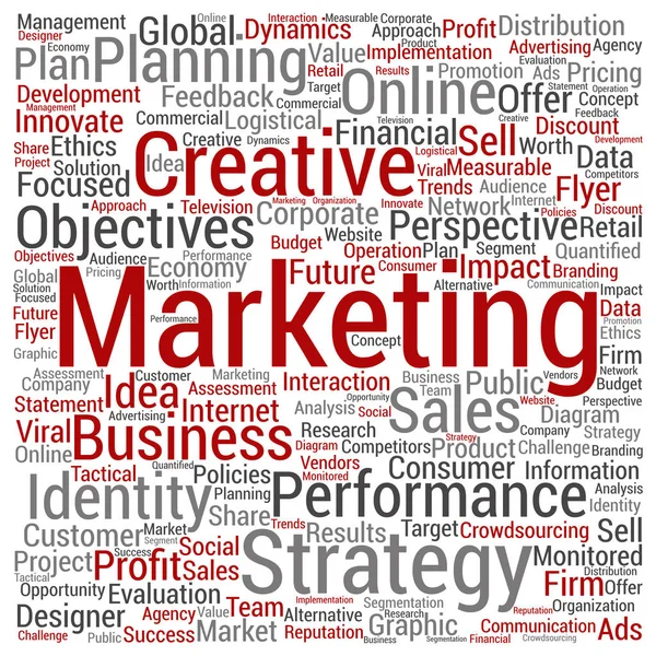 Marketing de negócios nuvem de texto palavra — Fotografia de Stock