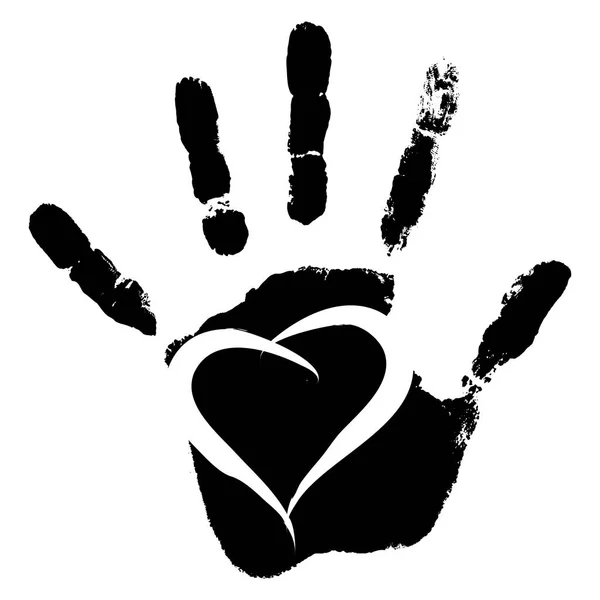 Pintado en símbolo del corazón huella de mano — Foto de Stock