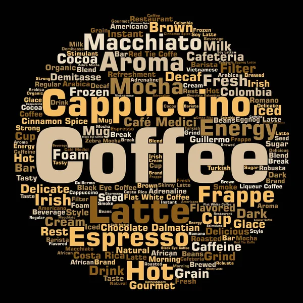 Kaffe drink text word cloud — Stockfoto