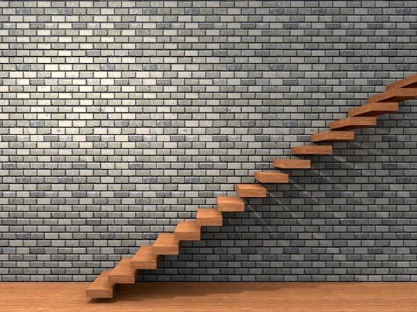 3D иллюстрация лестниц у стены — стоковое фото