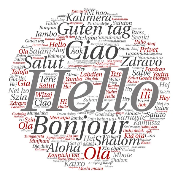 Hälsningen internationella word cloud — Stockfoto