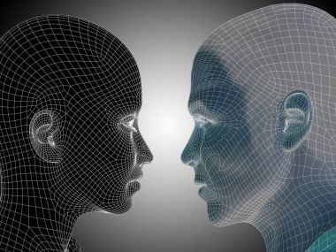 Tel kafes veya kafes insan erkek ve dişi kafaları