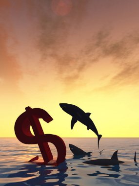Kavramsal 3d çizim kanlı Doları sembolü