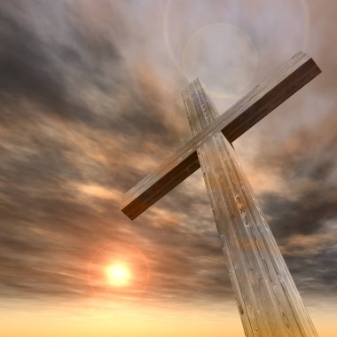 günbatımı gökyüzü ile dini Hıristiyan çapraz