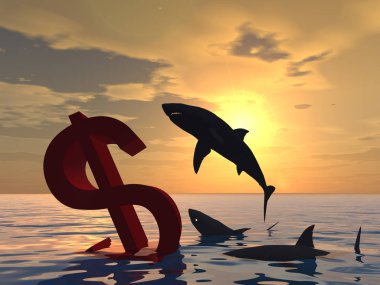 Kavramsal 3d çizim kanlı Doları sembolü