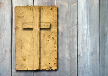 eski ahşap arka plan üzerinde dini çapraz