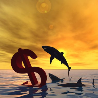 Kavramsal 3d çizim kanlı Doları sembolü