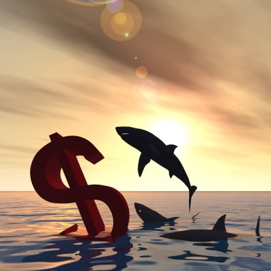 Kavramsal 3d çizim kanlı Doları sembolü