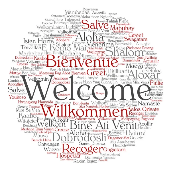 Palabra internacional de bienvenida o saludo — Foto de Stock