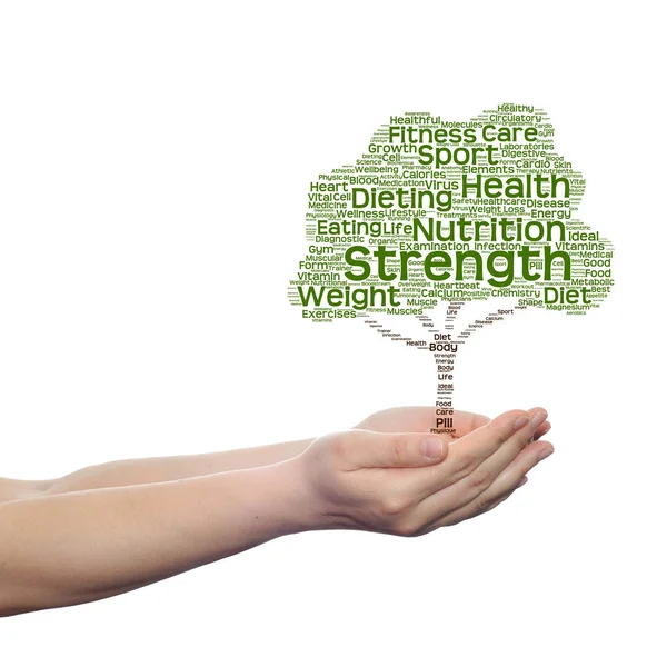 概念または概念の緑の健康テキスト単語雲 — ストック写真