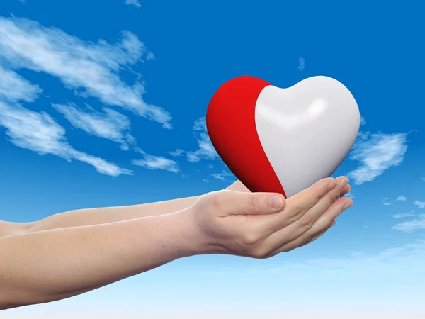 3D kırmızı soyut kalp işareti — Stok fotoğraf