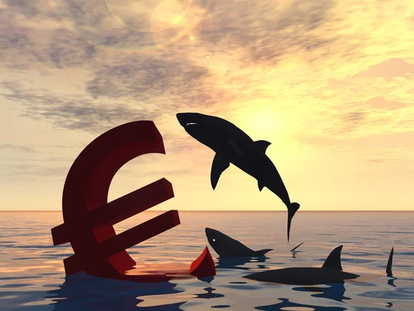 Illustrazione concettuale 3D simbolo sanguinario dell'euro — Foto Stock