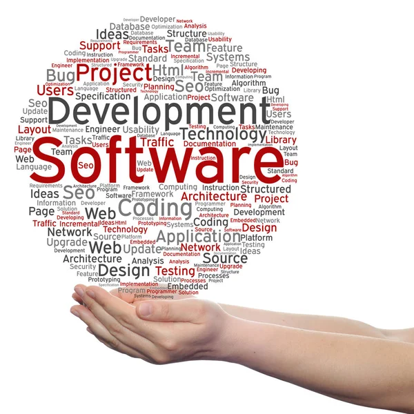 Cloud concettuale di sviluppo software — Foto Stock