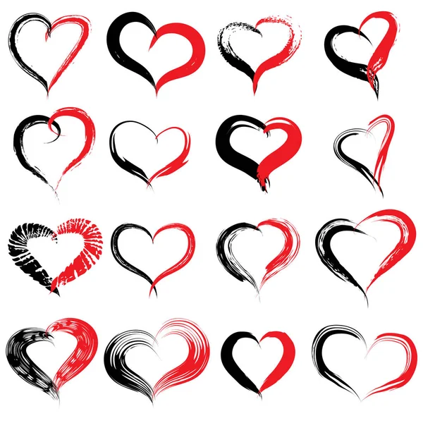Red heart shape or love symbol set — Stock Photo, Image