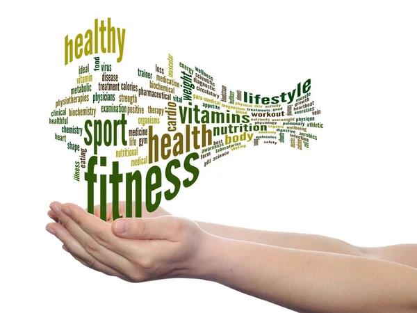 Fitness och hälsa word cloud — Stockfoto