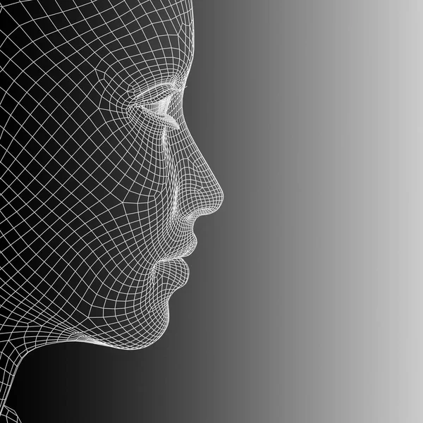 wireframe young human female head