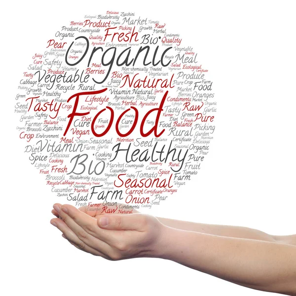 Conceptual cloud of organic food — Stock Photo, Image