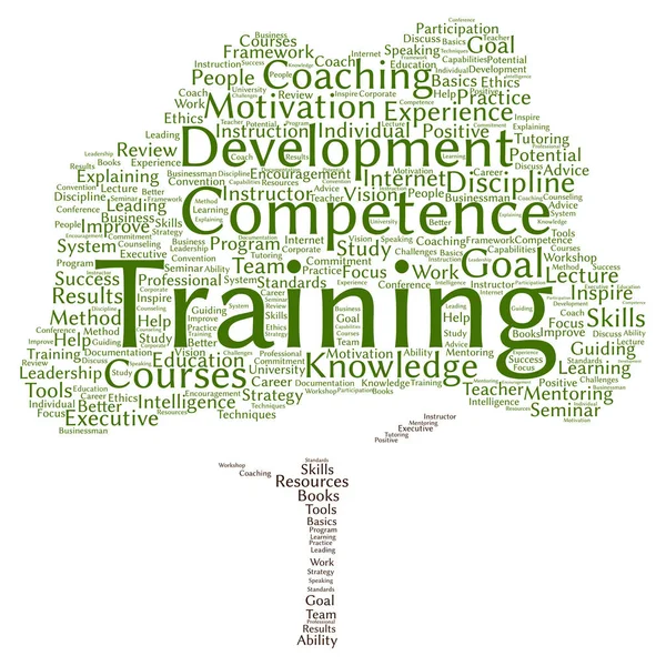 Utbildning, coaching eller lärande, träd word cloud — Stockfoto